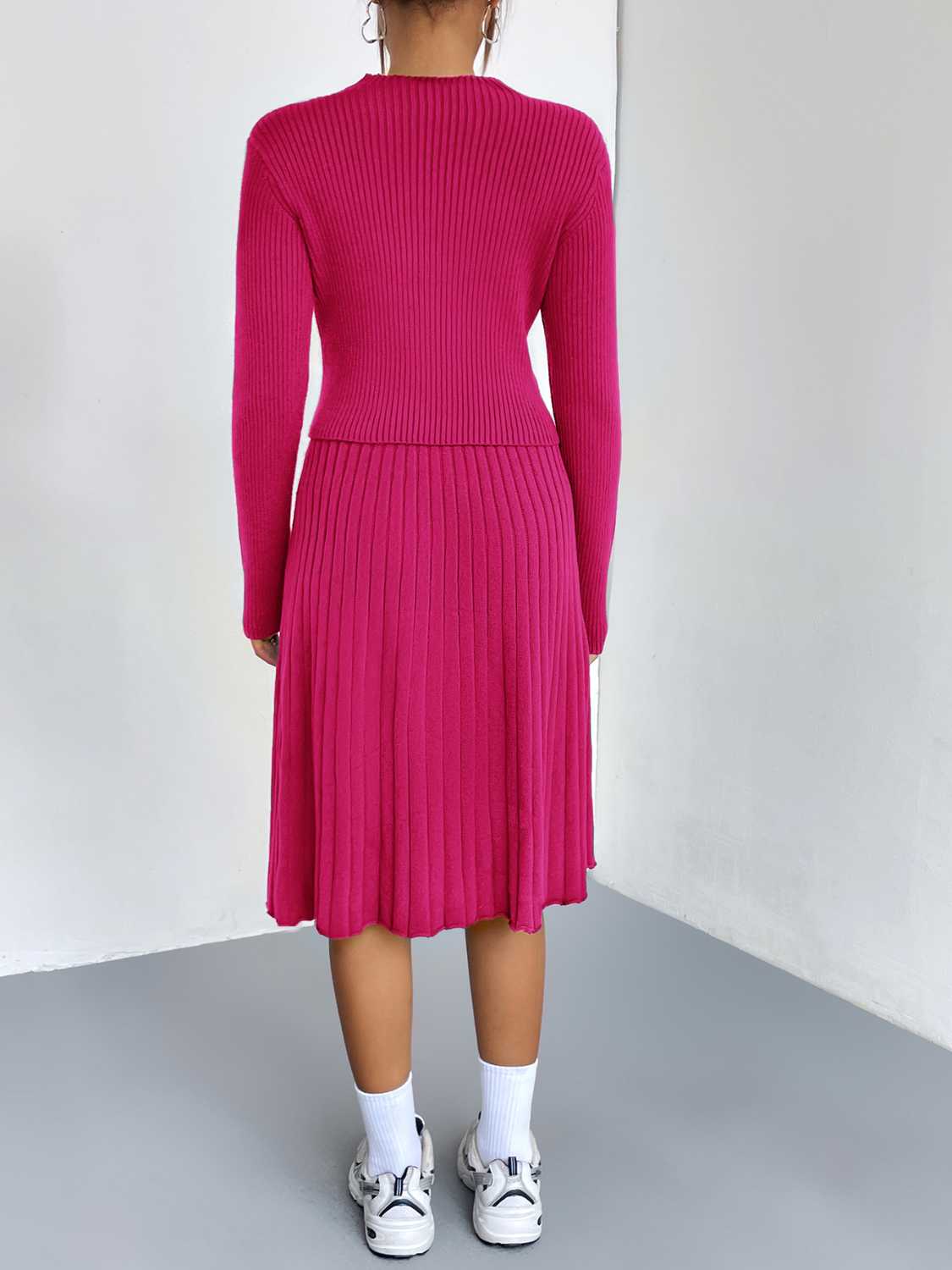 Rib-Knit Sweater and Skirt Set - Polished 24/7