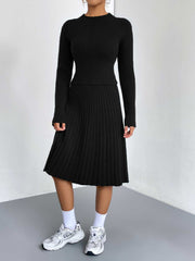 Rib-Knit Sweater and Skirt Set - Polished 24/7