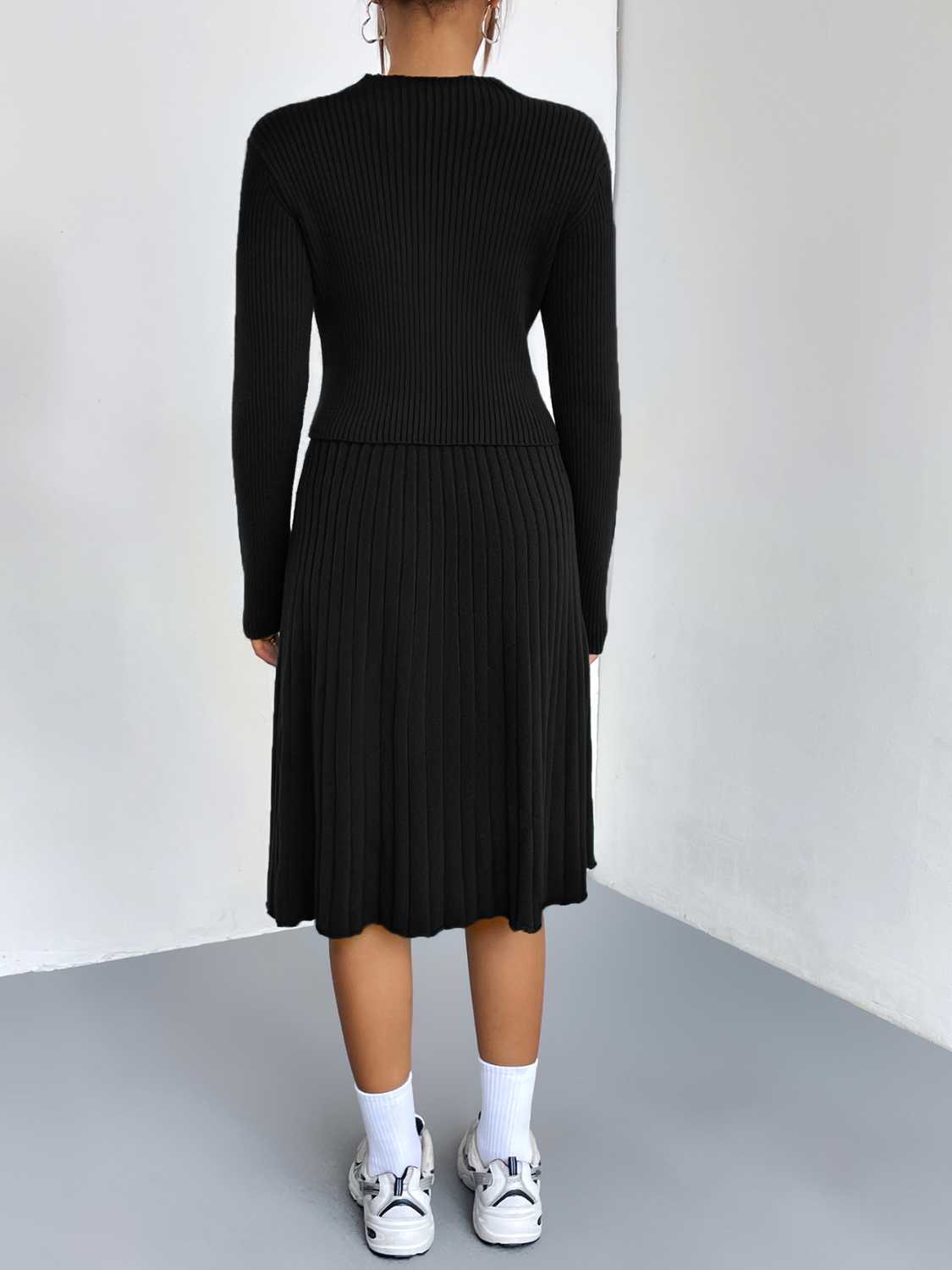 Rib-Knit Sweater and Skirt Set - Polished 24/7