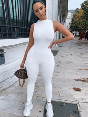 Sibybo Black Sleeveless Summer Jumpsuit Rompers Womens 2022 Zipper Activewear Slim Jumpsuit Femme Fitness Sport Casual Overalls - Polished 24/7