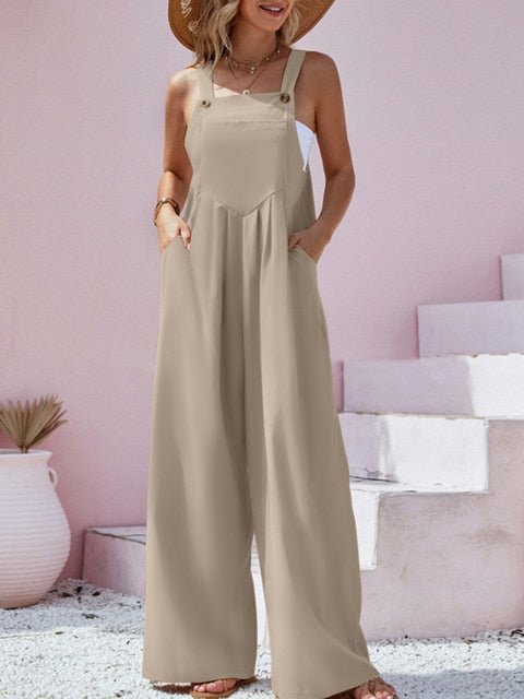 Spring/Summer New Ethnic Style Fashion Solid Color Wide Leg Jumpsuit Quick Sale Tongfa European and American Women's Cross - Polished 24/7