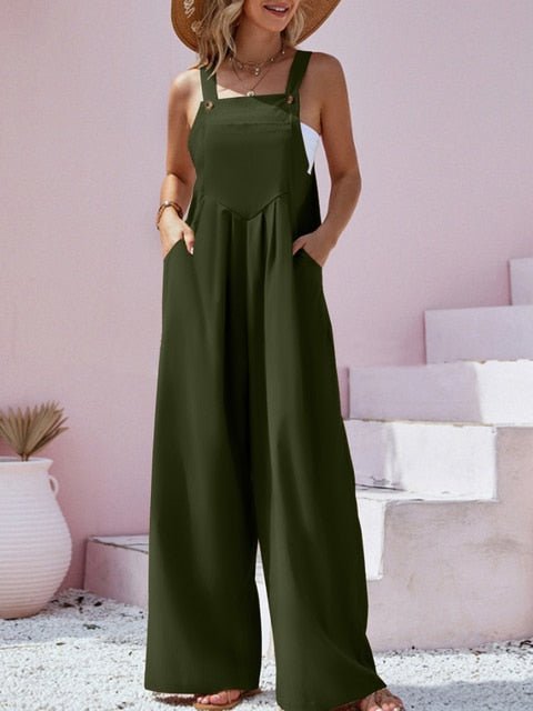 Spring/Summer New Ethnic Style Fashion Solid Color Wide Leg Jumpsuit Quick Sale Tongfa European and American Women's Cross - Polished 24/7
