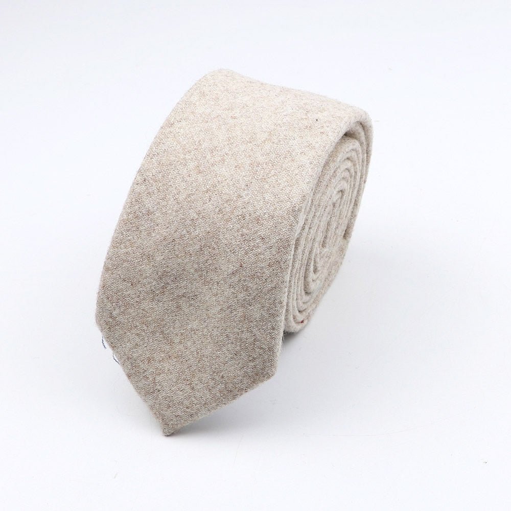 Thick Cashmere Wool Gentleman Solid Color Necktie 7CM Formal Wedding Party Europen Style Red Brown Green Gray Clothing Tie Gift - Polished 24/7