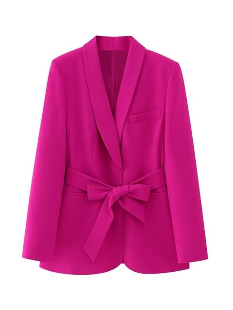 Trendy Blazer With Belt Front Hidden Button Blazer - Polished 24/7
