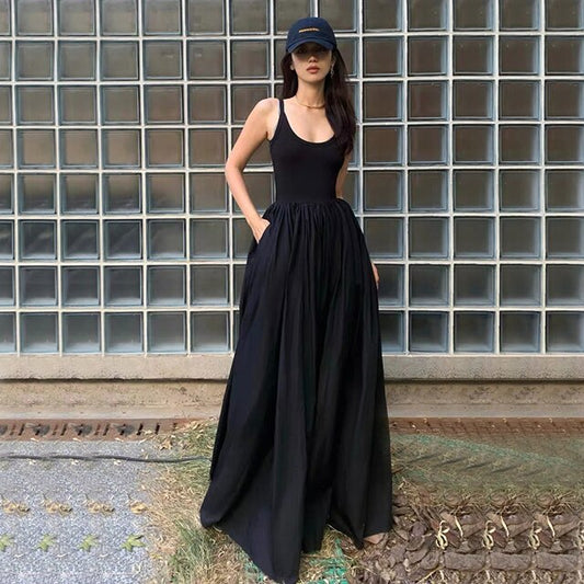 Hepburn Style High Waist Sleeveless Maxi Dress