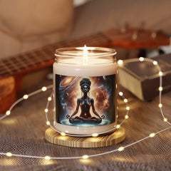 Cosmic Serenity Scented Soy Candle - 9oz Meditation Candle with Universe Design