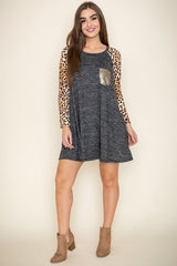 Animal Print Sleeve Aline