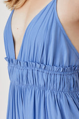 Shirred Ruffle Folded Detail Maxi Dress