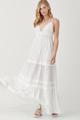 Shirred Ruffle Folded Detail Maxi Dress