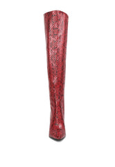 Catalina Snake Print Stiletto Knee Boots