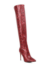 Catalina Snake Print Stiletto Knee Boots