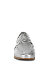 Eden Ode Rhinestone Strap Metallic Loafers