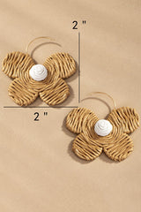 Raffia straw flower earrings