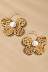 Raffia straw flower earrings