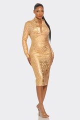 Metallic Zigzag Holiday Bandage dress