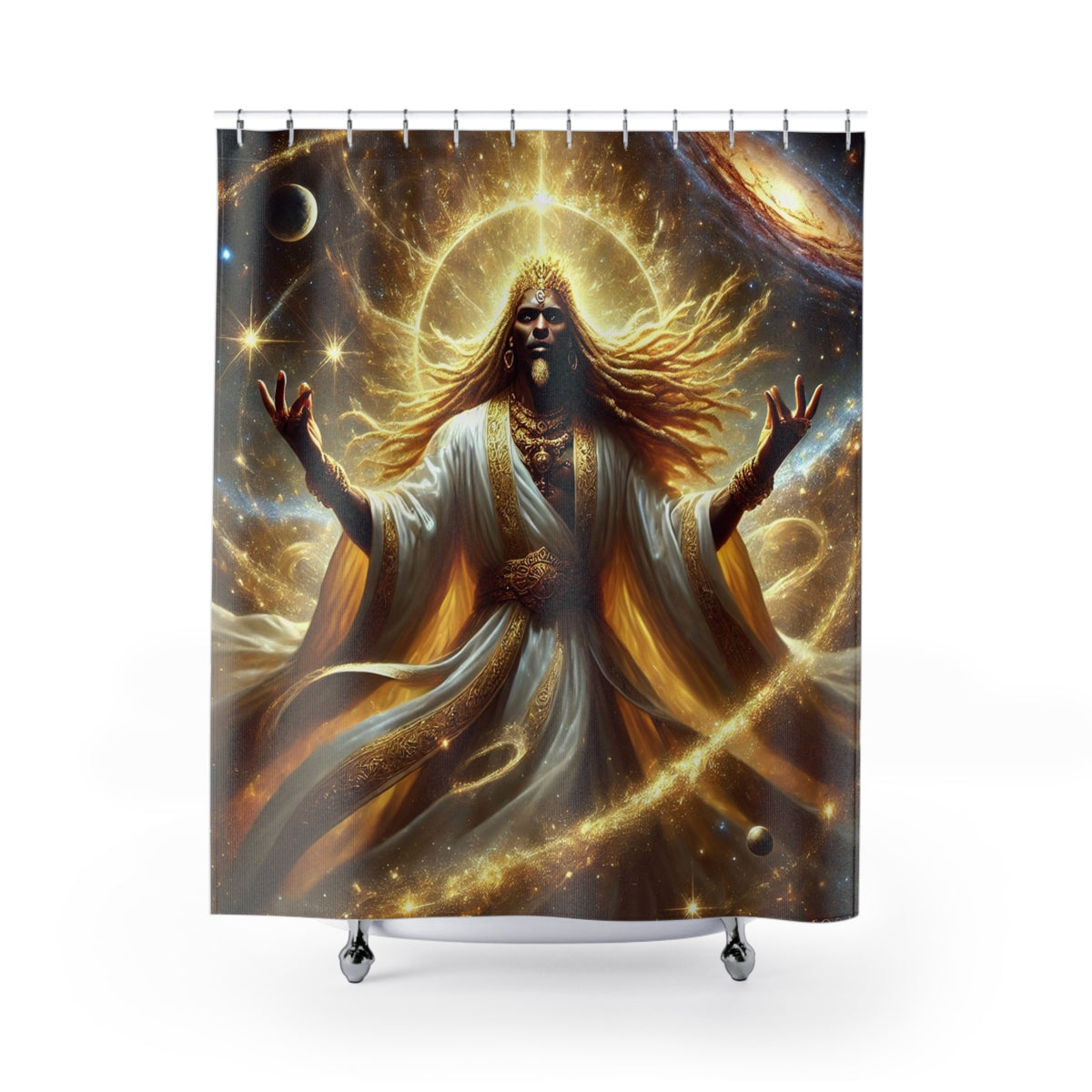 Olorun Cosmic Shower Curtain - Spiritual Home Decor for Mindful Living