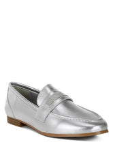 Eden Ode Rhinestone Strap Metallic Loafers