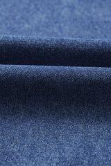 Blue Short Sleeve Collared Patched Pocket Denim Mini Dress