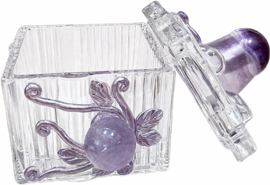 Amethyst Crystal Glass Treasure Box – Spiritual Keepsake & Energy Storage Vessel
