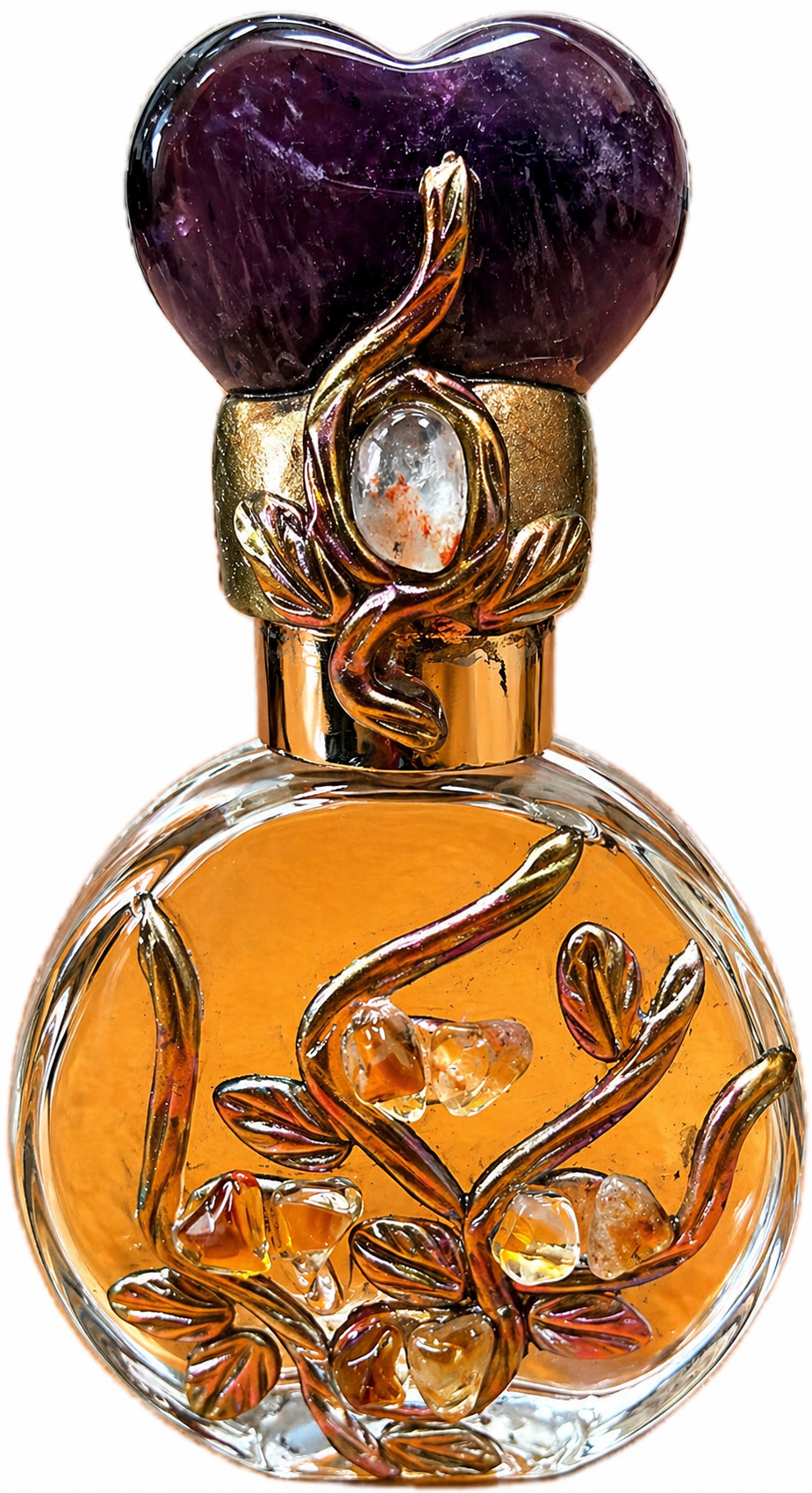 Amethyst Heart Top Sacred Bottle – Spiritual Essence Vessel (Non-Spray)