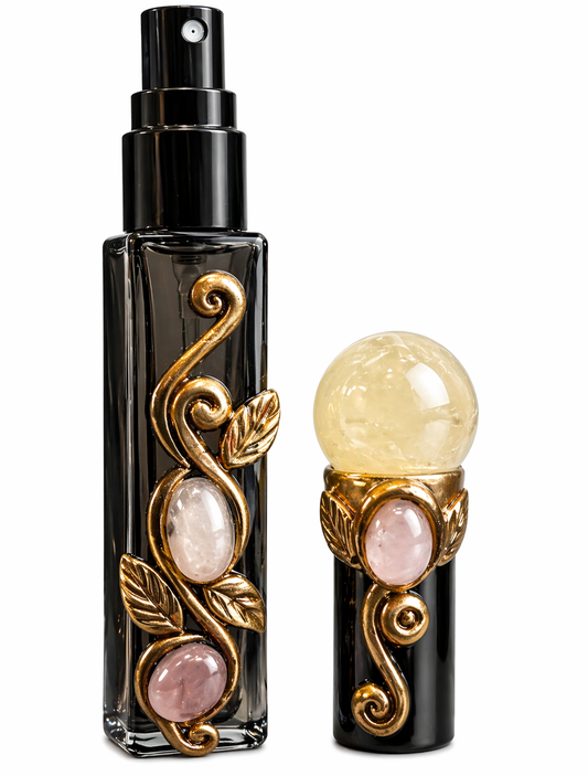 Milky Quartz w/Amethyst Slim Perfume Bottle