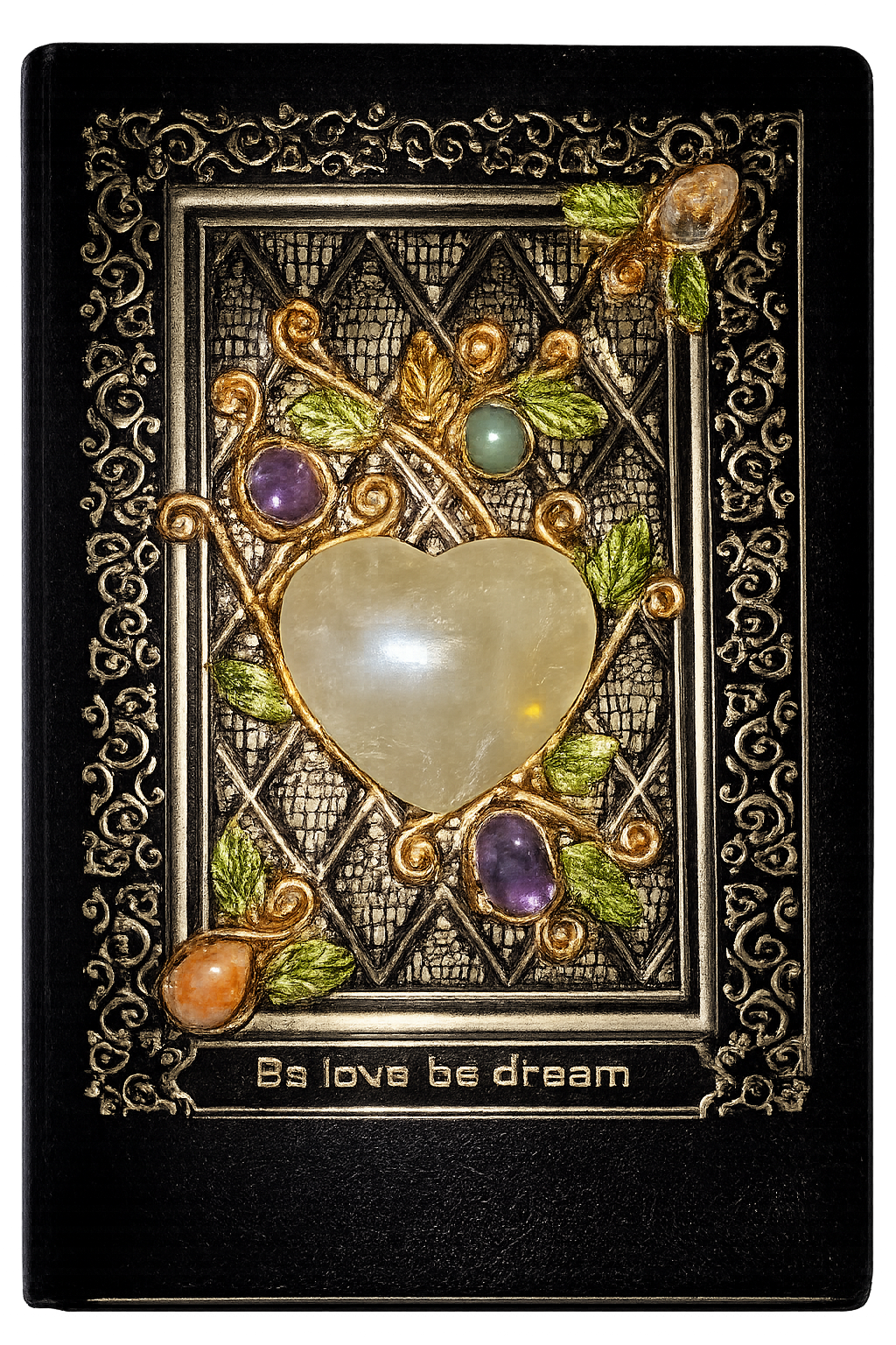 Citrine Heart w/ Amethyst, Green Aventurine & Sunstone Grimoire
