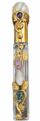Golden Aura Alchemy Slim Perfume Bottle – Citrine, Amethyst, Rose Quartz, Clear Quartz & Moss Agate