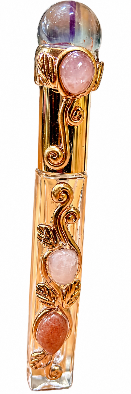 Aura Alchemy Slim Bottle – Fluorite, Milky Quartz & Carnelian Energy Vessel