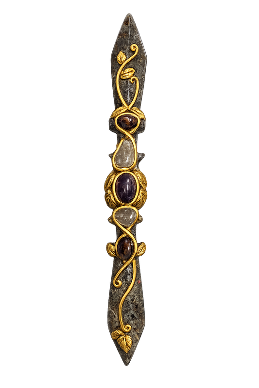 Sacred Unakite Ritual Dagger – Citrine, Prehnite & Amethyst Energy Blade
