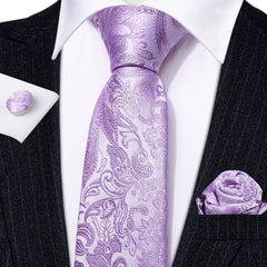 Purple Violet Solid Paisley Striped Ties