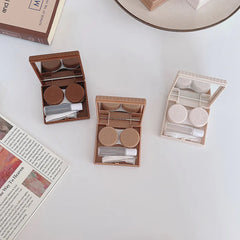 Simple Square Contact Lens Case Box Women Girl Brown Color Fashion Eyewear Accessories Cute Travel Box Container for Lenses