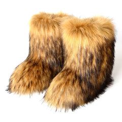 Fuzzy Furry Snow Boots Plush lining Slip-on