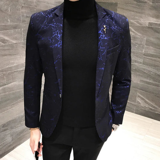 Wine Red Blue Black Slim Blazer Jacket