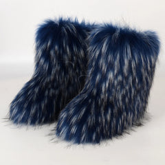 Fuzzy Furry Snow Boots Plush lining Slip-on