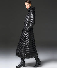 Long Puffer Thick Shiny Down Quilted Coat
