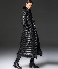 Long Puffer Thick Shiny Down Quilted Coat