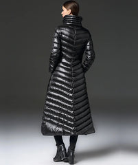 Long Puffer Thick Shiny Down Quilted Coat