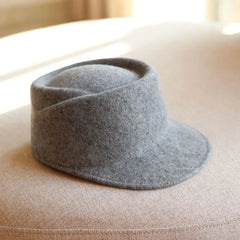 Flat Top Navy Wool Equestrian Fedora Hat