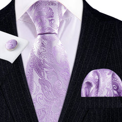 Purple Violet Solid Paisley Striped Ties