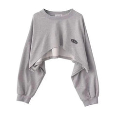 Asymmetrical Cropped Camis Sweatshirt 2 Piece Casual  Solid Long Sleeve Pullover