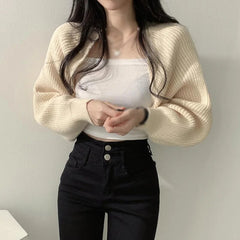 Breathable Cardigan Bishop Sleeve Sweater