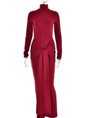 High Neck Long Sleeve Bodycon Maxi Dress