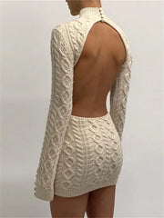 Knitted Backless Sexy Mini Dress