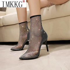 Crystal Bling Summer Breathable Pointed Toe Super Stiletto High Heels