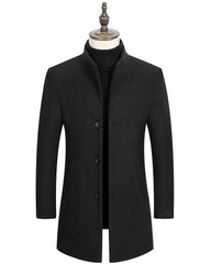 2023 Fashion New Men's Leisure Boutique Business Solid Color Slim Wool Coat Trench Jacket Blends