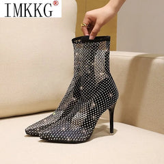 Crystal Bling Summer Breathable Pointed Toe Super Stiletto High Heels