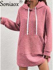 Kangaroo Pocket Splicing Hooded Sweatshirt Dress