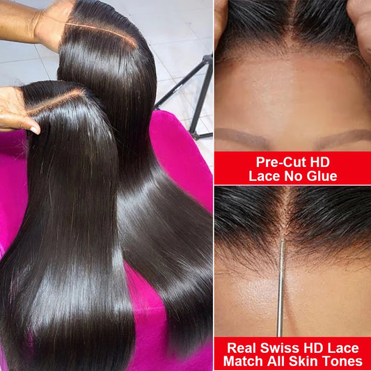 🔥 Pre-Cut Glueless Straight Wig – 13x6 HD Lace, 200% Density! 🔥