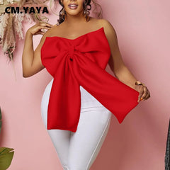 Bow Strapless Crop Party Evening Camis Tank