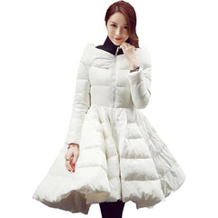 Thick Stand Collar Long Sleeve Swing Coat Parka